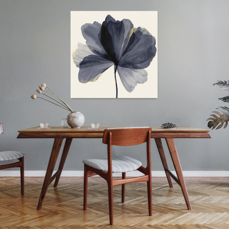 «Petals Of Midnight Serenity II», art mural contemporain abstrait, H 32 po x l 32 po