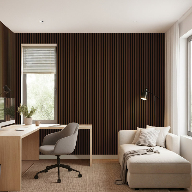 Ensemble de 4 panneaux muraux semi-ronds à lattes en bois 4 pièces 47,2 po x 23,6 po, panneaux décoratifs insonorisants pour la maison et le bureau