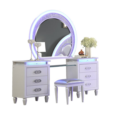Jorah Vanity Set with Stool and Mirror