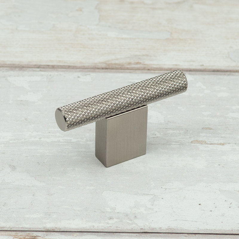 Knurled Boss Bar Handle & T-Bar Pull in Multiple Finish Variations, Brushed Nickel, 60mm Pull