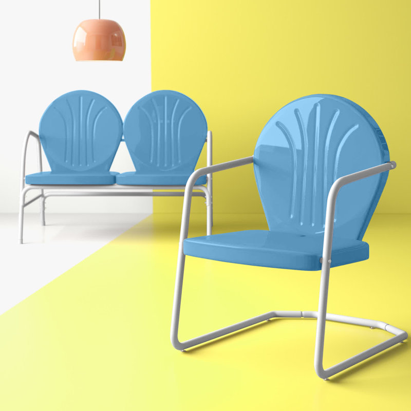 Burley 2 Piece Sofa Seating Group, Sky Blue Gloss