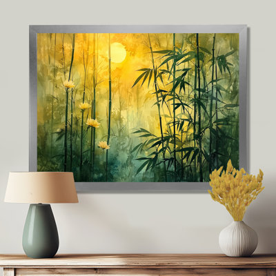 Lueur dorée de forêt de bambou II - décoration murale en bambou