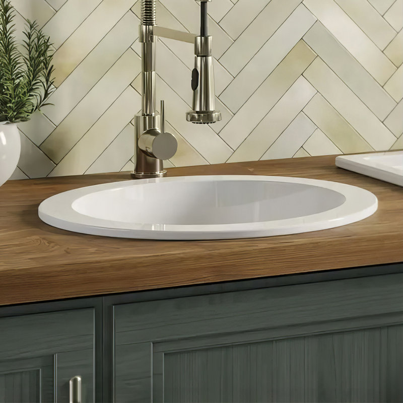 Évier de cuisine en argile réfractaire encastrable ou encastré 18 po avec drain central arrière Whitehaus