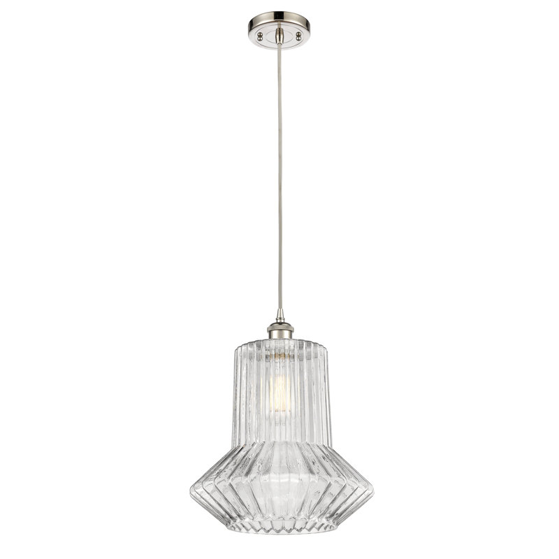 Luminaire suspendu simple géométrique 1 lumière Montrose, Nickel poli, Incandescent