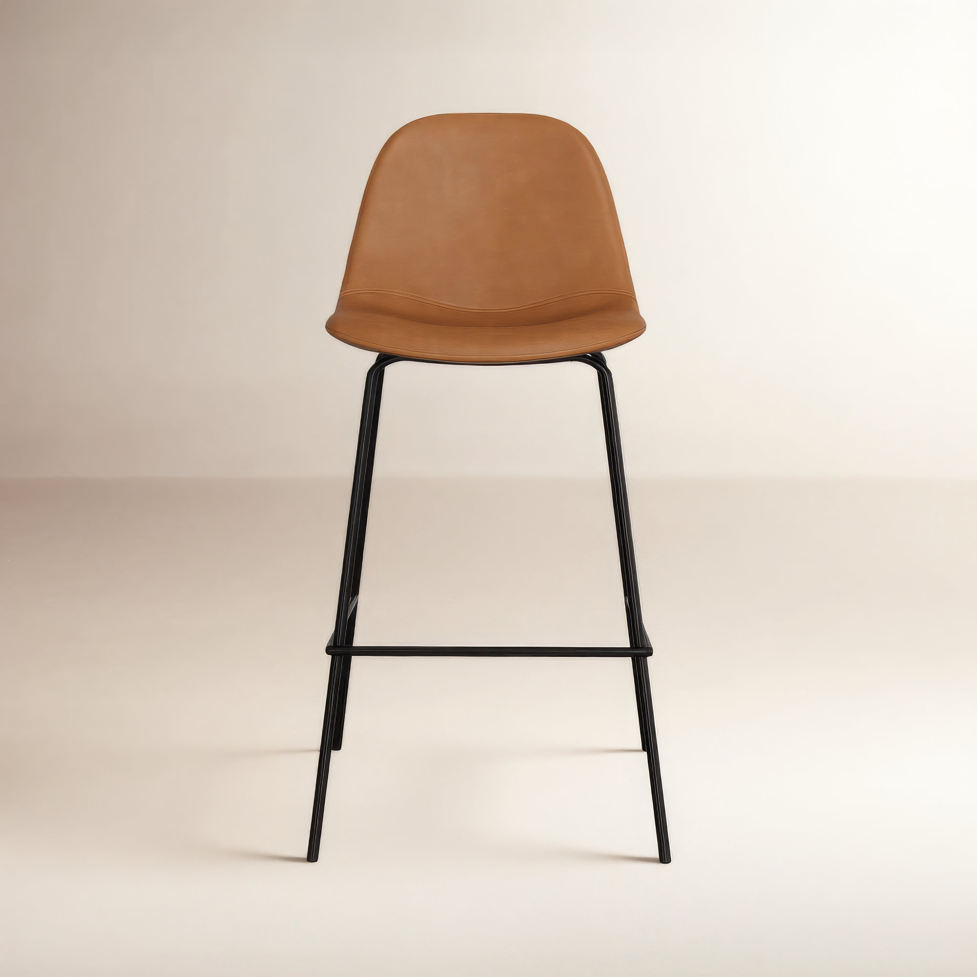 Kody Vegan Leather Bar & Counter Stool, Saddle Tan Vegan Leather, Counter Stool (23.75" Seat Height)