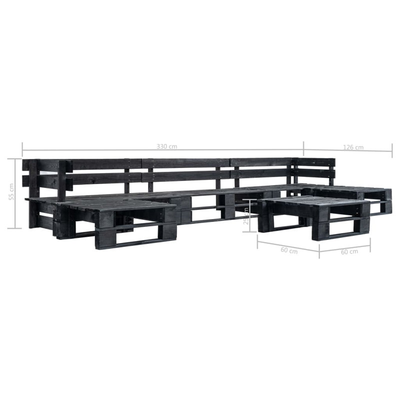 6 Seater Sofa Set, Black