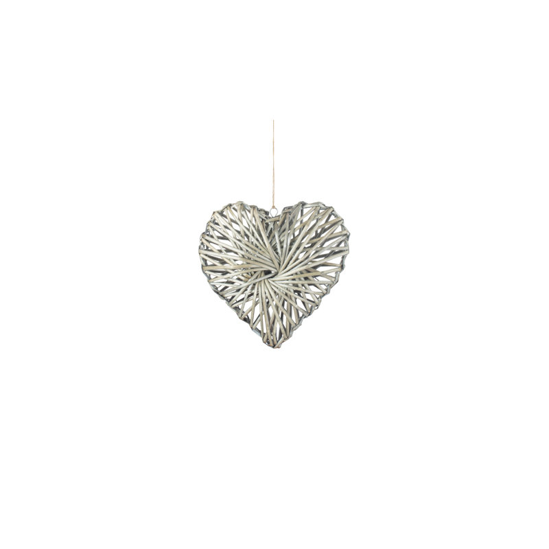 Wicker Heart Shaped Wreath, 23cm H x 27cm W x 7cm D