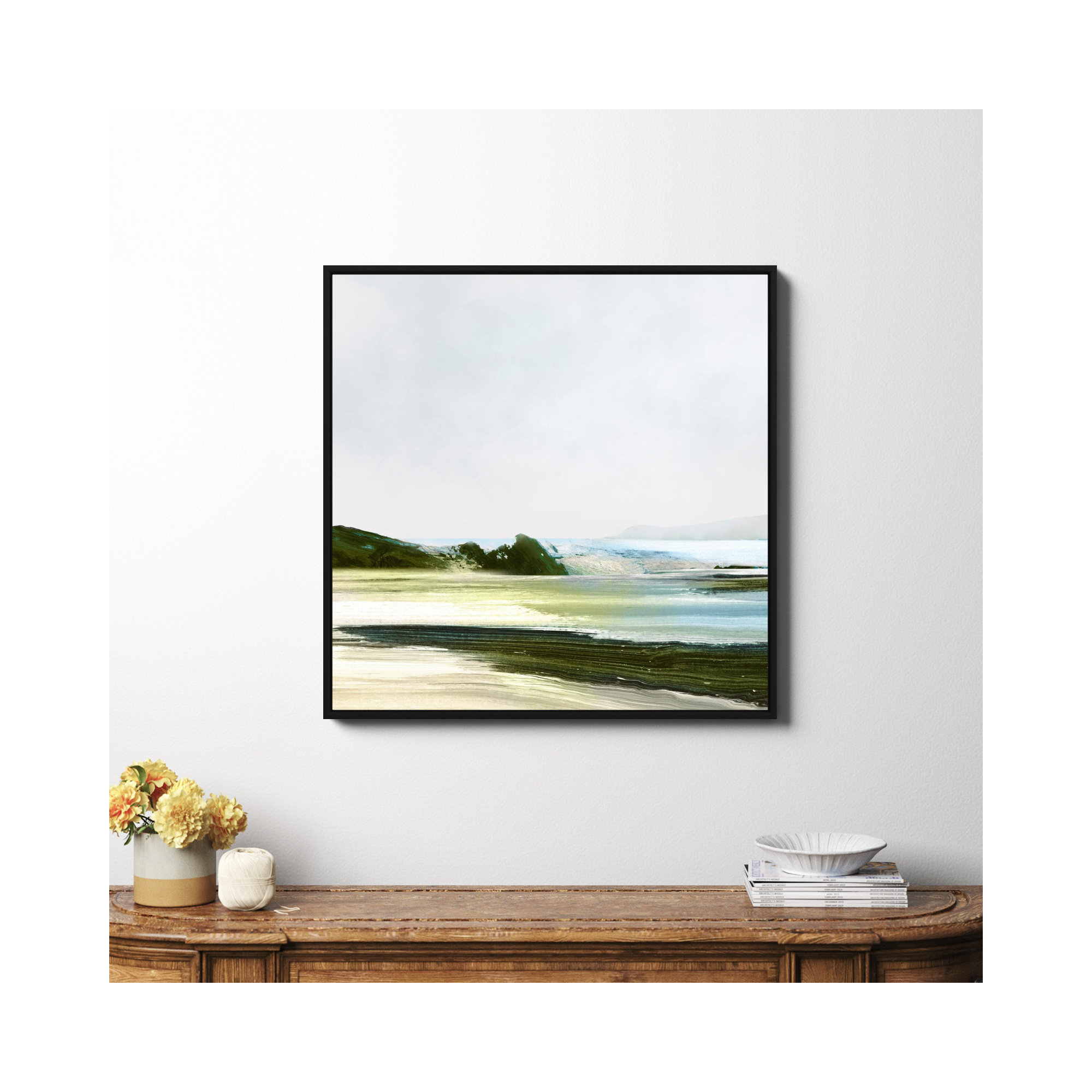 Padstow, Black Framed Canvas, No, 36" H x 36" W x 2" D