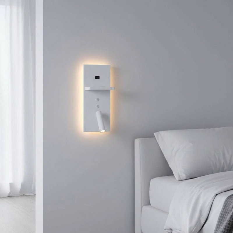 UltraBeam 3 Watt White Bedroom Wall Light With Reading Light - USB & Wireless Charging