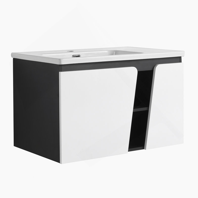 Meuble-lavabo mural flottant 32 po avec lavabo simple et porte d'armoire à fermeture en douceur 32 po