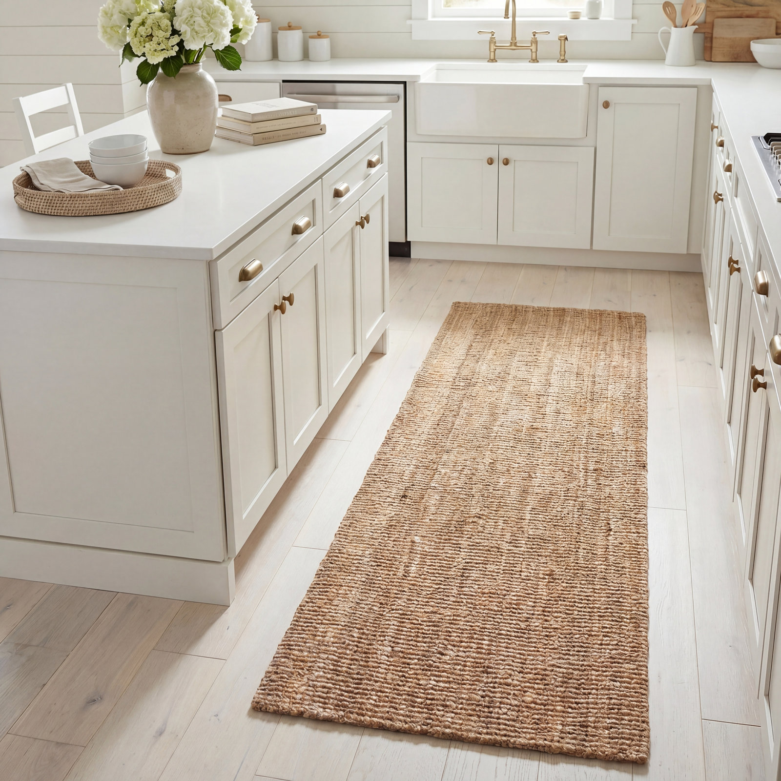 Alda Natural Gray Hand-Woven Jute Rug, Runner 2'6" x 8'