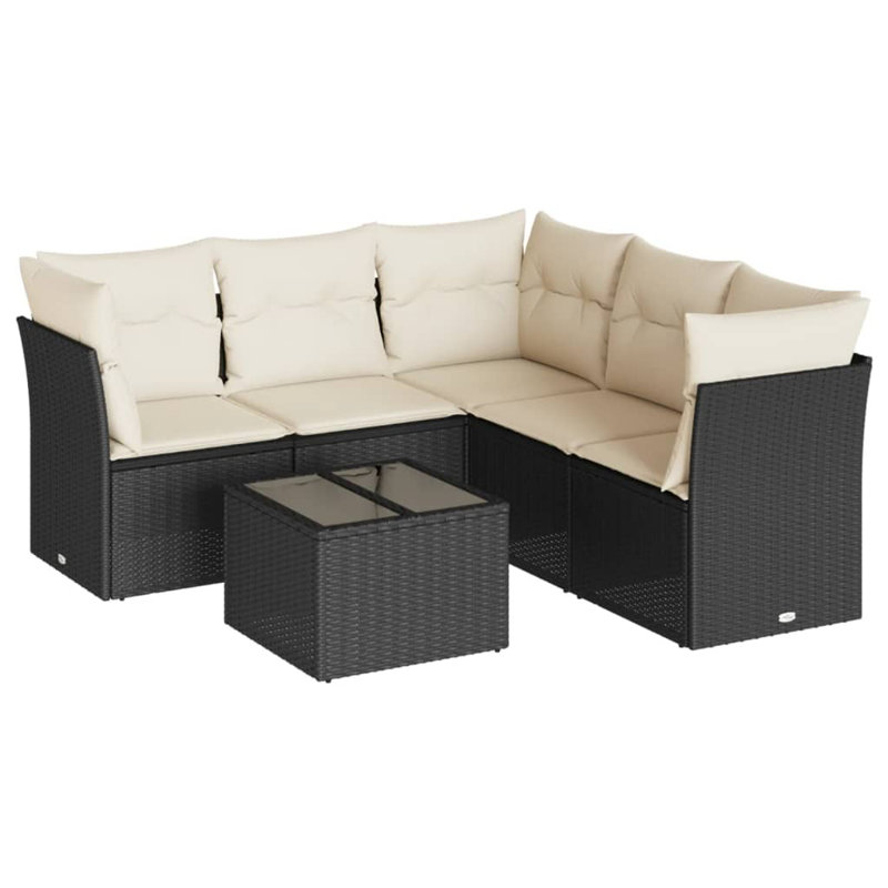 Vidaxl Garden Sofa Set Black, Cream White