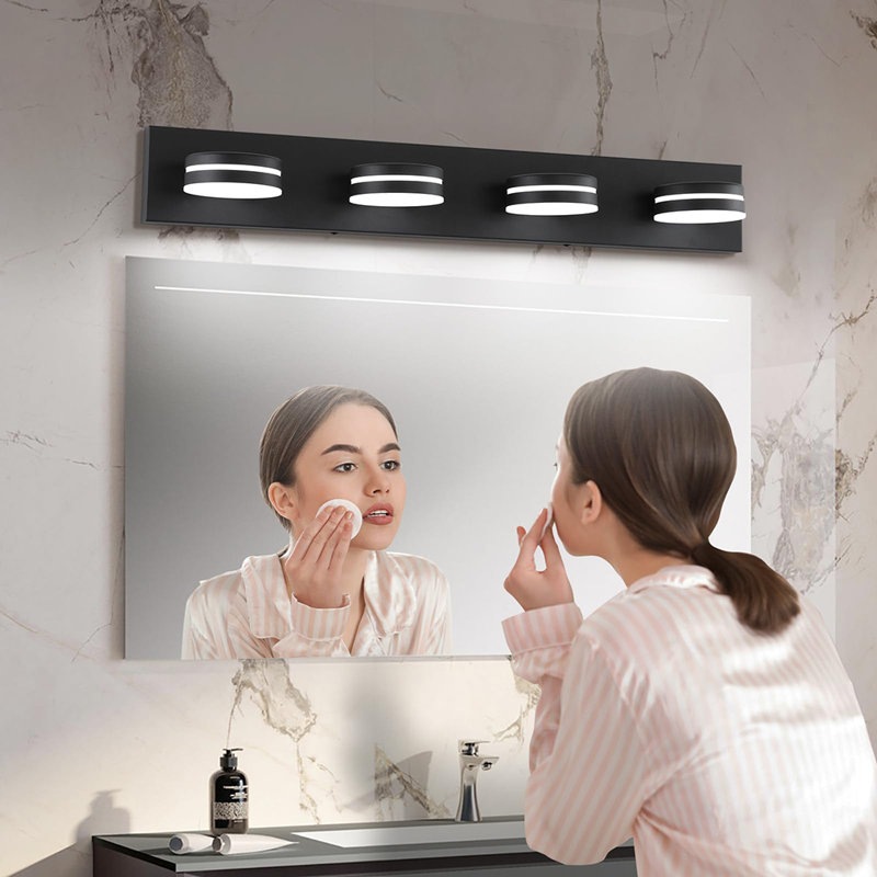 Luminaire de salle de bain 30 po à 360 ° pivotant à 360 ° avec DEL et éclairage écoénergétique, Noir, Noir
