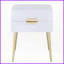 Blanc et blanc Table basse dorée avec 2 tiroirs, rangement peu encombrant pour les petites pièces-1028903834