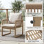 Ensemble de salle à manger 7 pièces pour patio avec 6 fauteuils en bois d'acacia