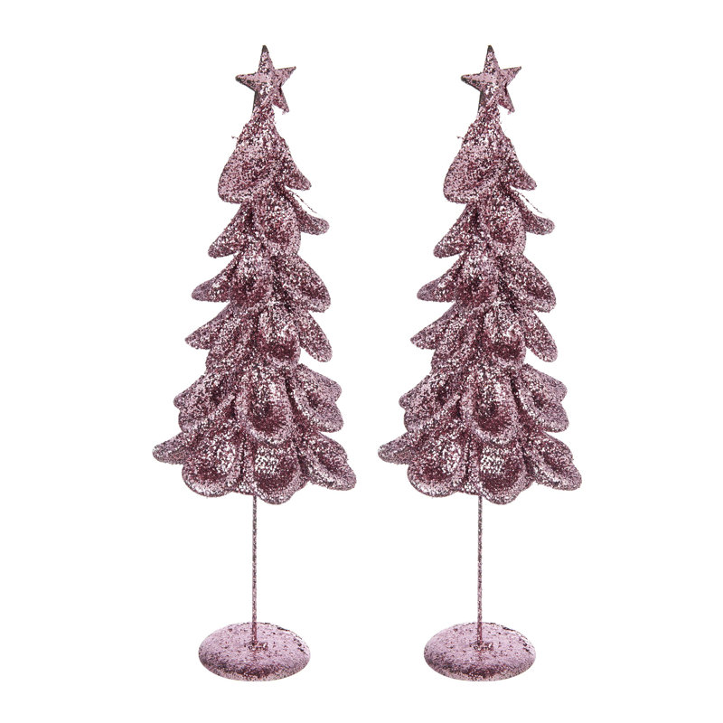 Ensemble de deux magnifiques arbres à volants en maille avec des couches méticuleusement conçues pour un décor des Fêtes complet et dimensionnel.