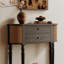 Console demi-cercle en bois massif noir-697354882