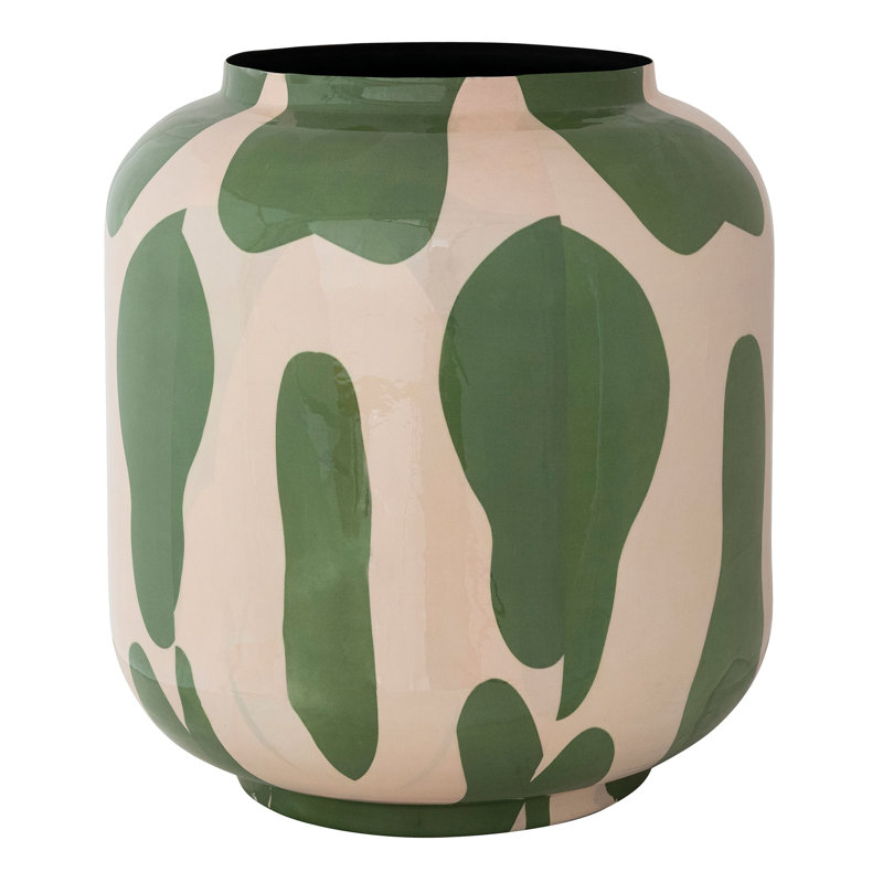 Enameled Metal Vase with Abstract Design