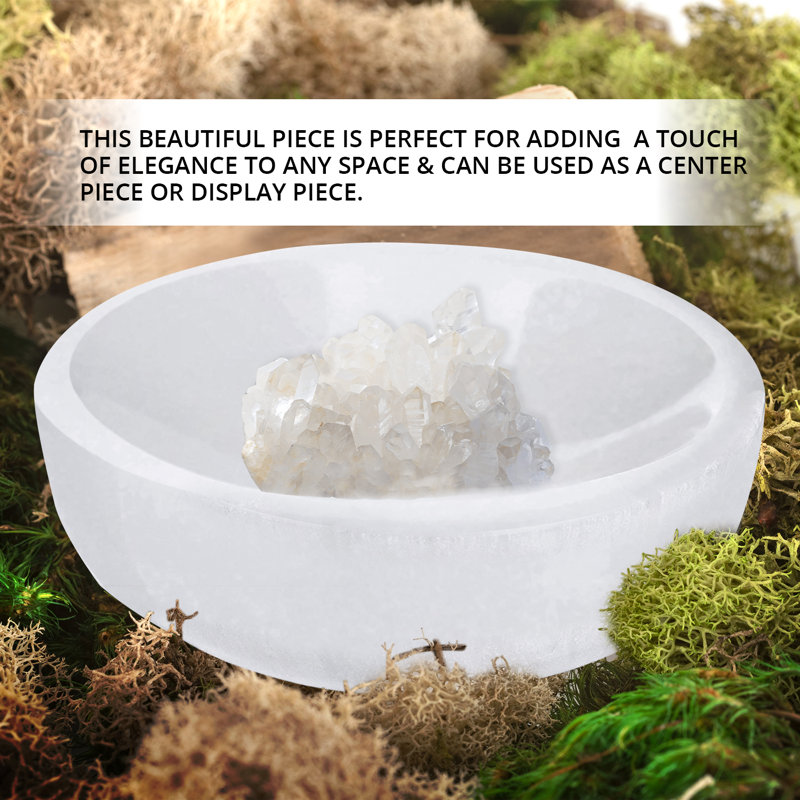 Northlandz Selenite Crystal Bowl - Crystal For Smudging And Recharging Crystals, White- 4 Inch