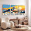 Ensemble de 3 affiches de voyage vintage sur toile tendue représentant Athènes, Grèce-2656054