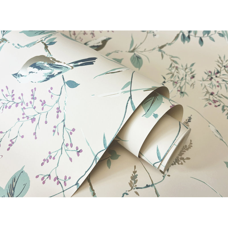Mariko Neutral Botanical Wallpaper, Teal