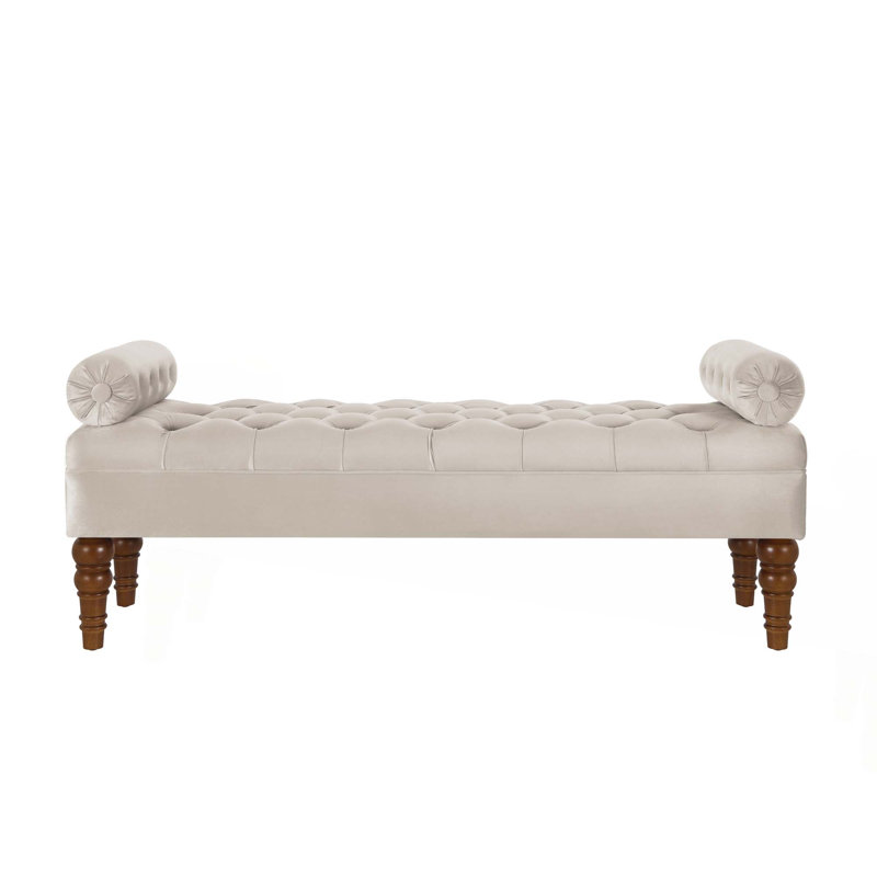 Long bed Bench for Bedroom,Upholstered Window Bench with Tufted Button,Entryway Bench,Bolster Bench for Living Room