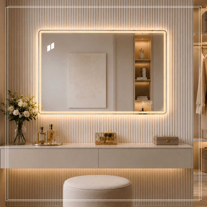 24" W x 32" H Rectangular Front-Lighted and Backlit LED Bathroom Mirror with Anti-Fog