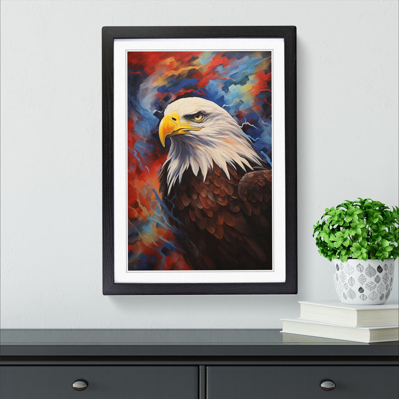 Eagle Modern - Single Picture Frame Print on Wood, Black Framed, 46cm H x 34cm W