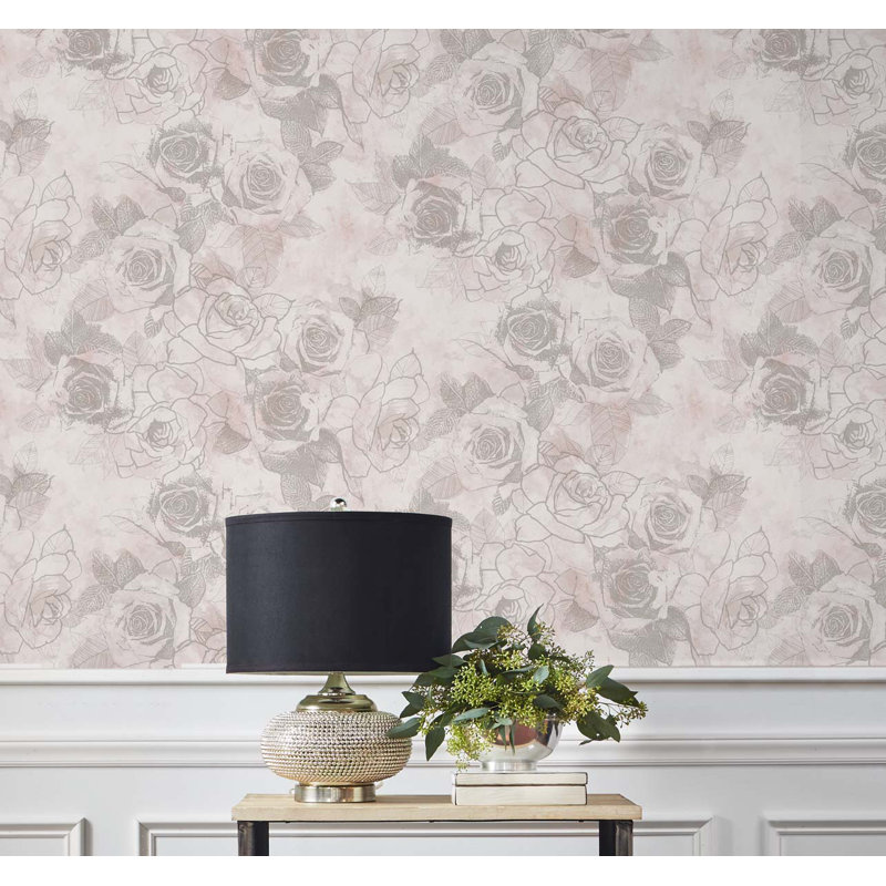 Branan 33' L x 20.5" W Wallpaper Roll, Cloudy Sky/Alabaster