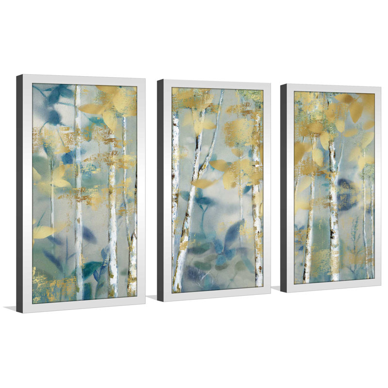 «Gilded Forest I» par Nan - cadre photo 3 pièces, impression multi-pièces, null