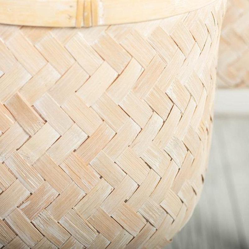 Jardinières en bambou, ensemble de 3, Crème, crème