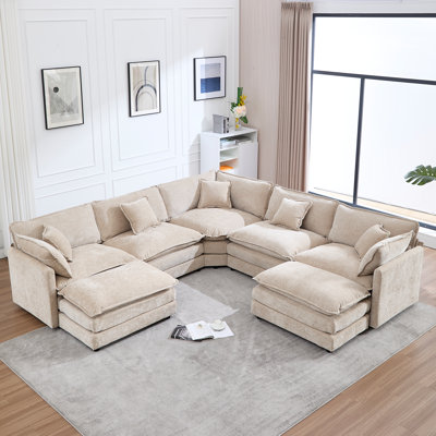 U Shaped Corner Modular Sectional Reversible Sofa Couch With Ottoman by Latitude Run