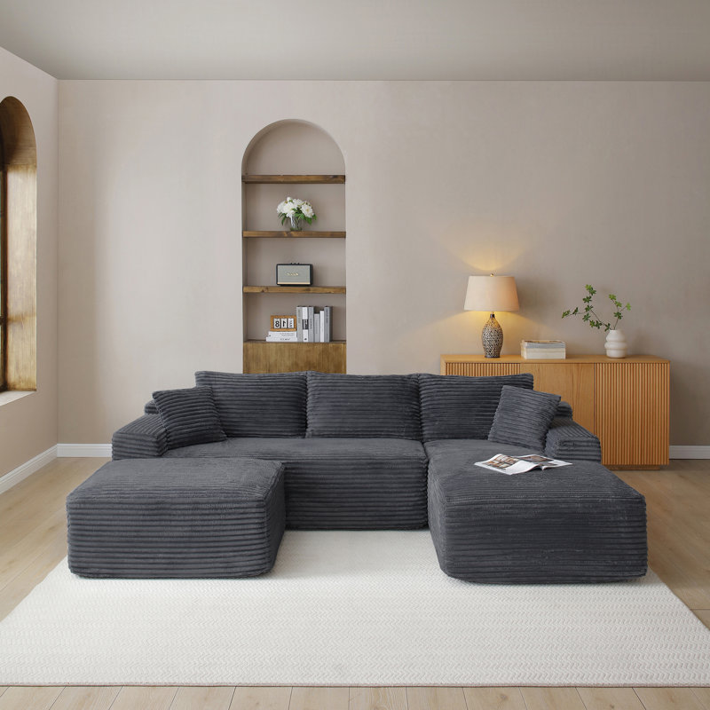 Cloud Modular Sectional Sofa, No-Assembly Required, Black Corduroy