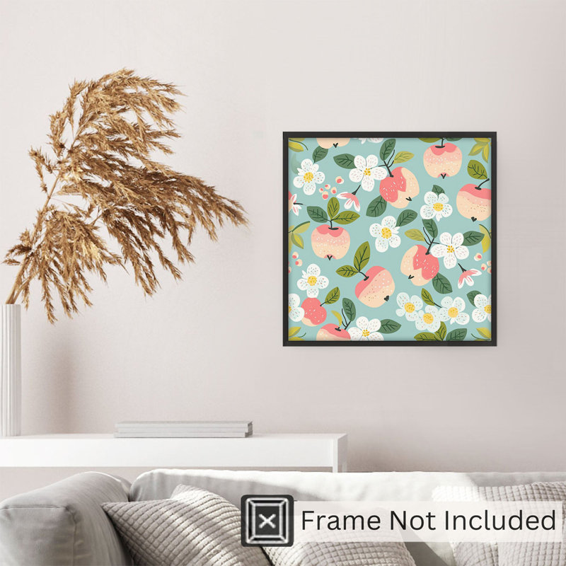 «Food and Kitchen Apples Pattern I», reproduction d'art moderne sans cadre, H 20 po x l 20 po