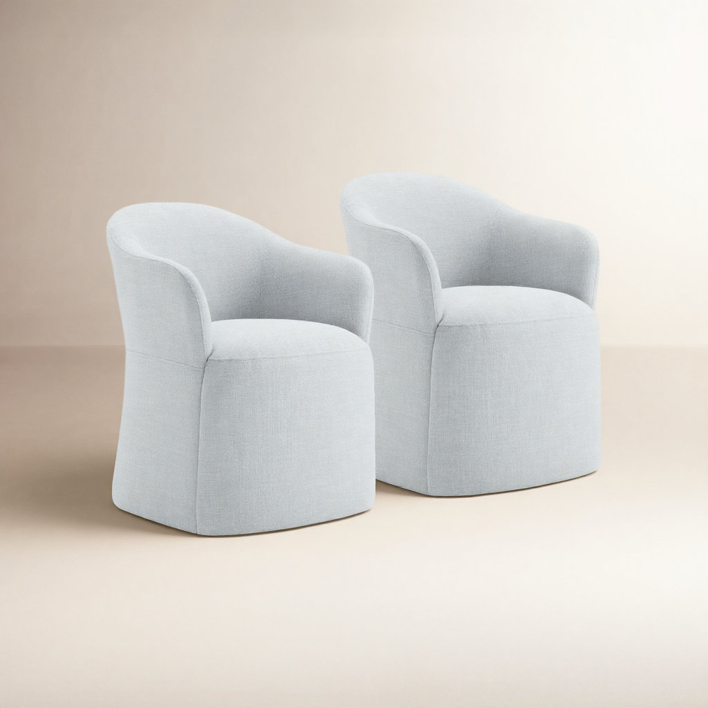 Janina Linen Dining Armchair, Effie Fog