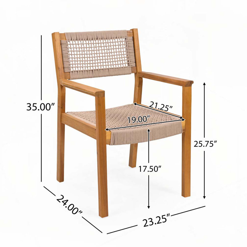 Acacia Wood Outdoor Rattan Chairs, Natural