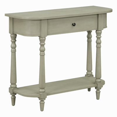 Narrow Console Table With Curved Corner, Retro Entryway Table With Top Drawer And Open Shelf, Sofa Table Console Tables For Entryway, Hallway And Livi