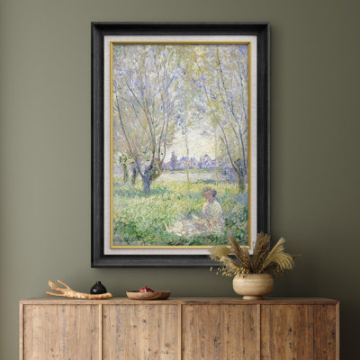 Femme assise sous un saule par Claude Monet - Peinture sur toile encadrée