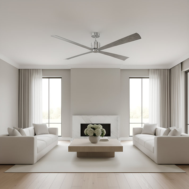  Ventilateur de plafond d'intérieur Launketon 72 avec pales en ABS gris clair patiné et télécommande à main, Acier brossé