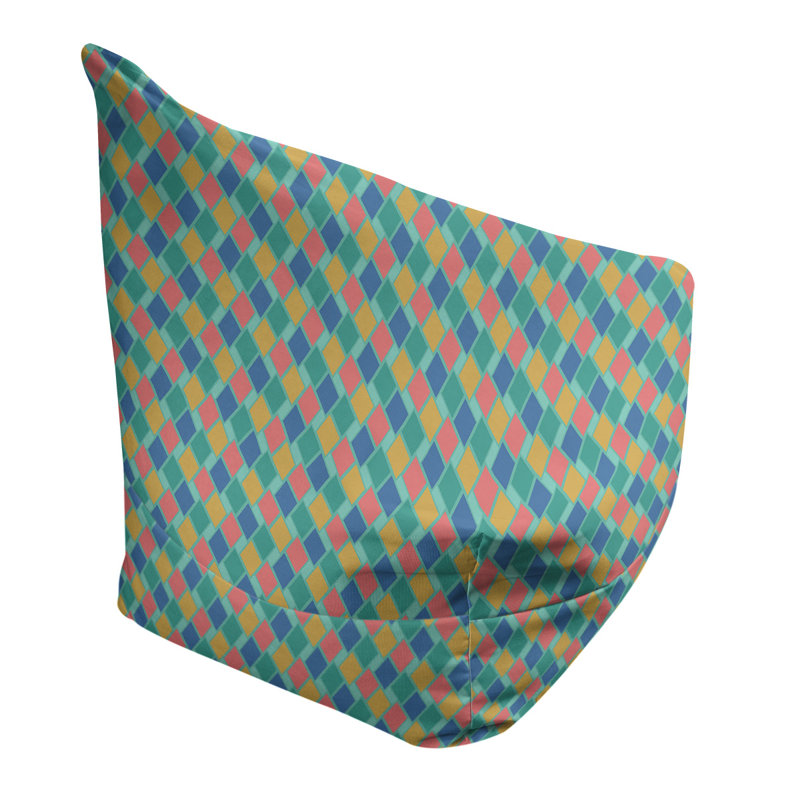 Sac de pois Leffel, H 38 po x l 42 po x P 29 po, Housse de pouf, Vert / jaune / orange