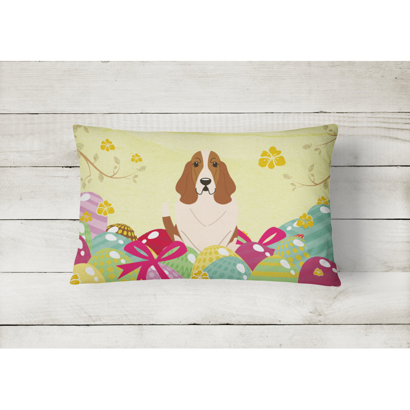 Coussin lombaire basset hound pâques œufs