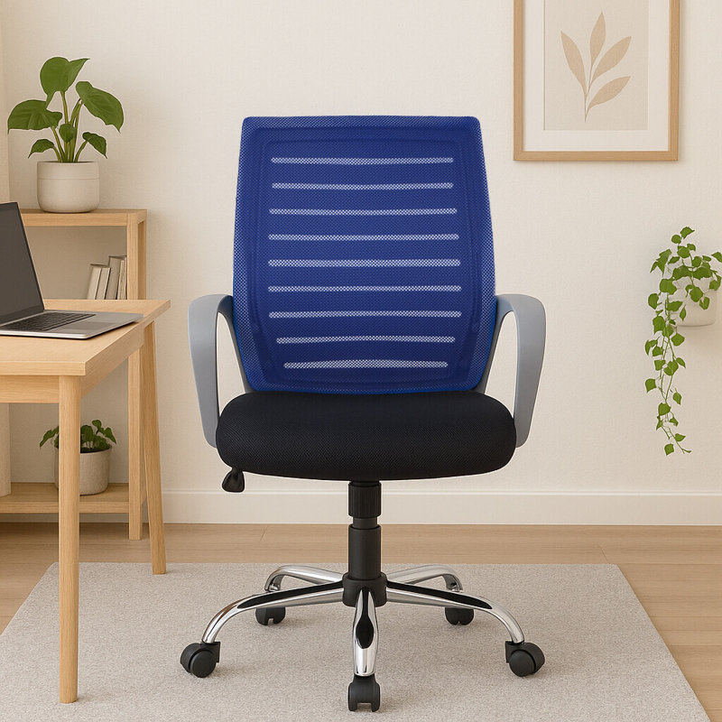 Cruthers Office Chair, Blue/Black/Chrome