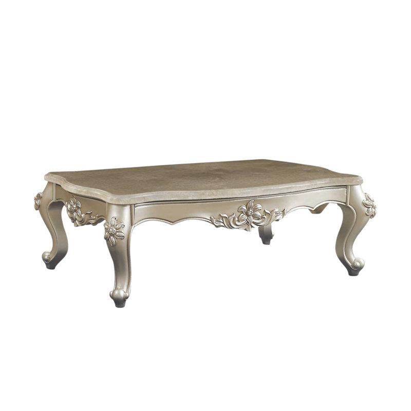 Table basse  en marbre véritable et bois massif 57 po - Faux marbre Glamie Mills