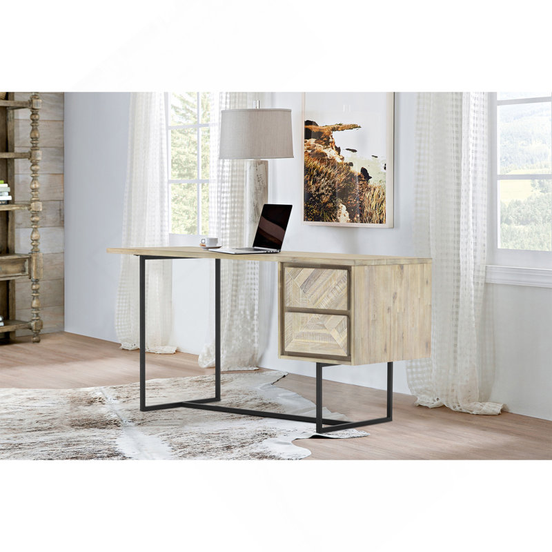 Bureau 2 tiroirs en bois d'acacia naturel