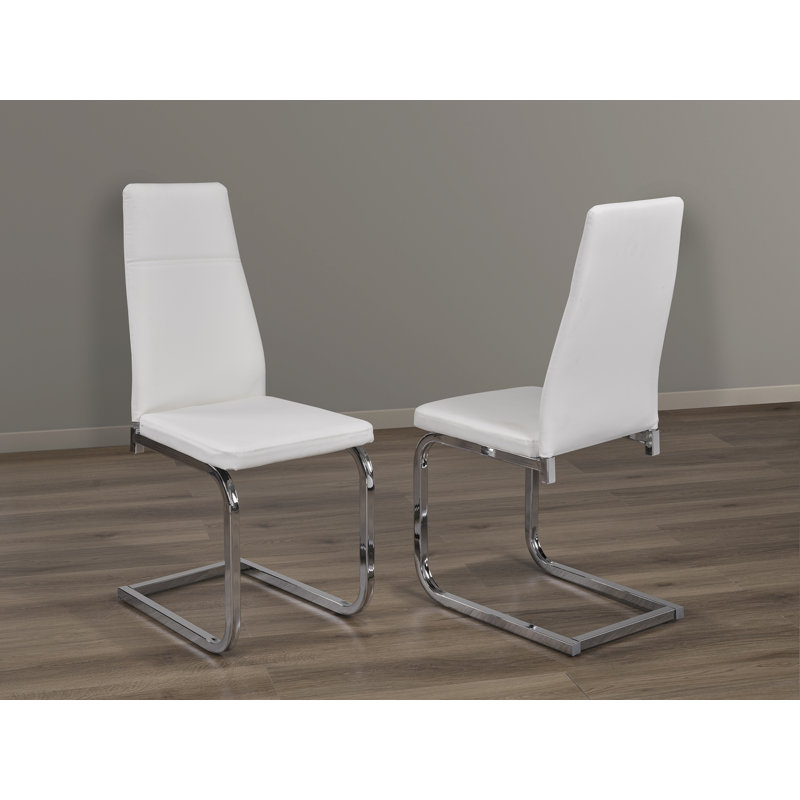 Chaise d'appoint rembourrée Frohne, Blanc, Chrome