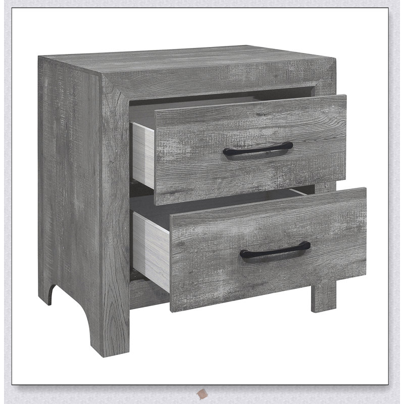 Table de chevet simple de style rustique avec deux tiroirs, conception transitionnelle pour un mélange harmonieux dans le décor de la chambre à coucher