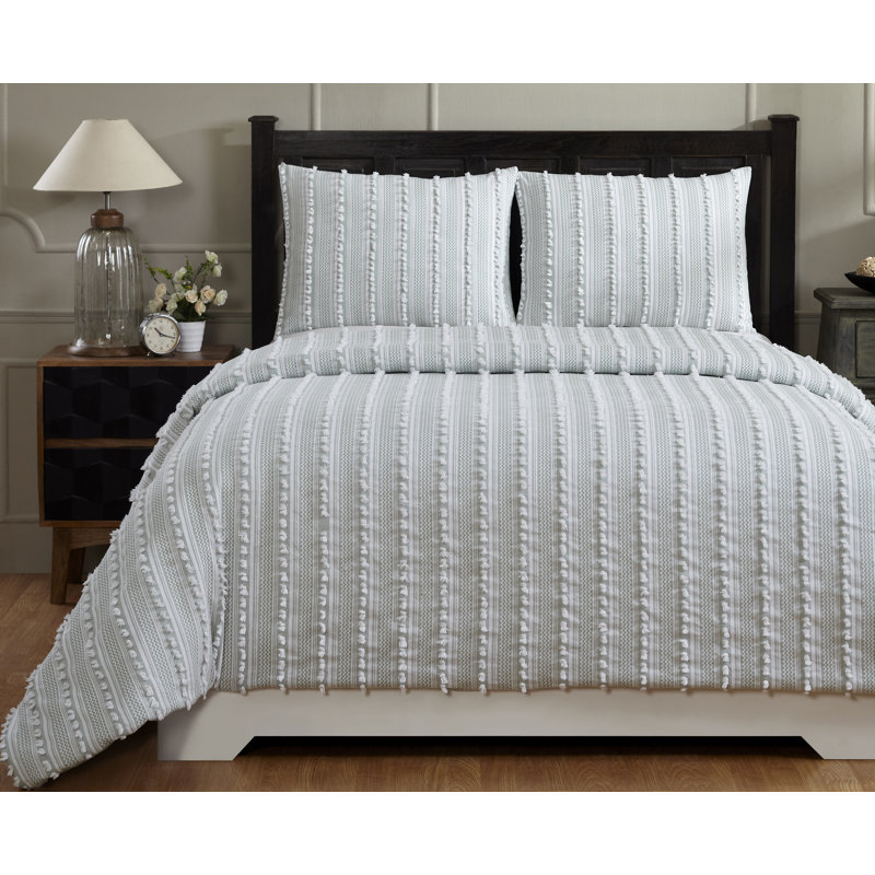Ensemble d'édredon 100% coton avec taie décorative Anglique, Édredon pour très grand lit + 2 très grandes ta, Bleu sarcelle