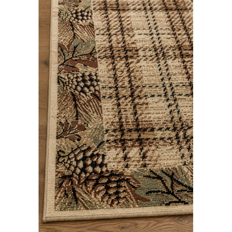 Tapis brun à carreaux Cargin, Rectangle 2 pi 3 po x 3 pi 3 po