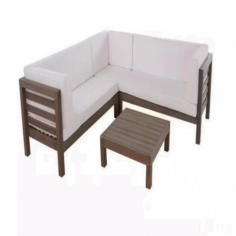 Ensemble de canapé modulaire en bois blanc avec patio à coussins, Blanc