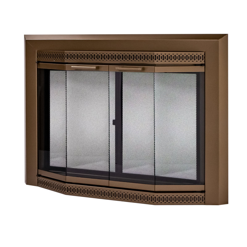 Portes de foyer pliantes en acier Mikole, H 28 po x l 38,75 po x P 4,75 po, Laiton héritage